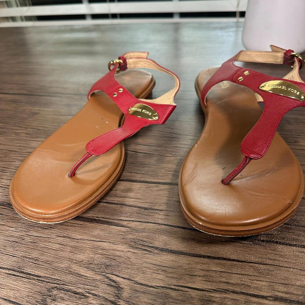 Michael Kors Plate Thong Sandals Women’s Size 10 Brown Leather Casual Summer - Picture 6 of 6